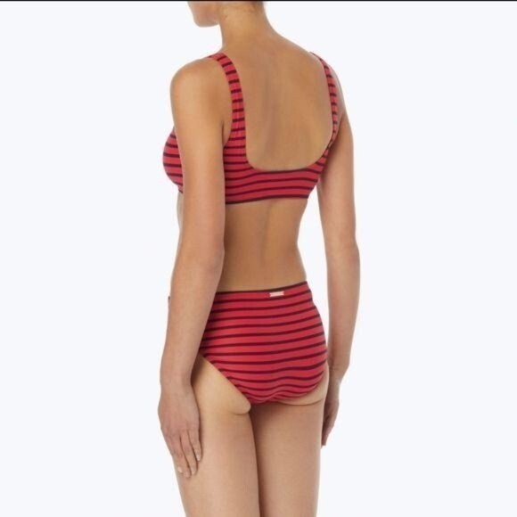 Michael Kors Nautical Stripe Cut Out Chain Accent Monoki Red/Navy Size 10 - Picture 2 of 12